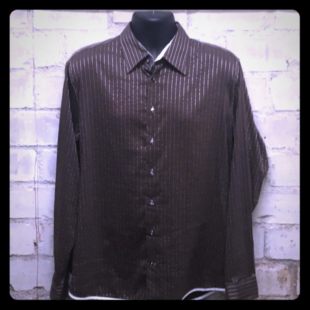 George Roth Brown and Silver Men’s Dress Shirt